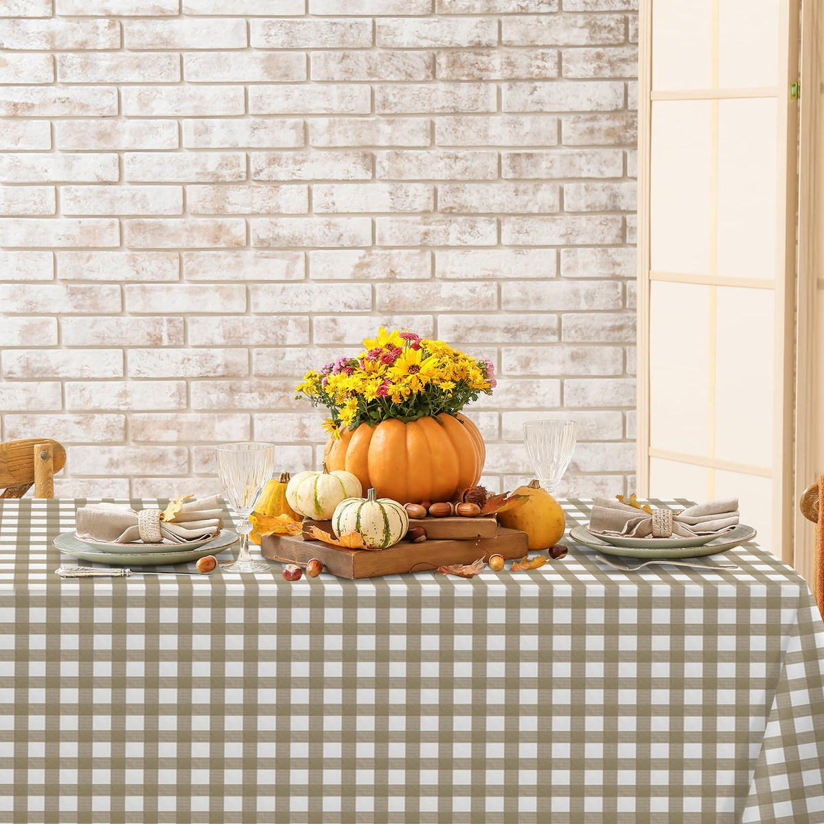 Ragnhild brown and white gingham keeps tables protected during celebrations.