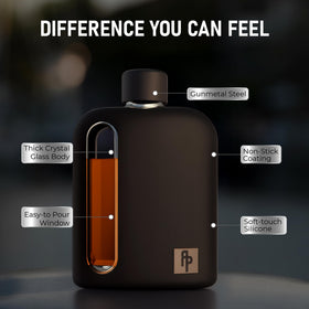 Ragproper flask with removable silicone sleeve improves grip and comfort.