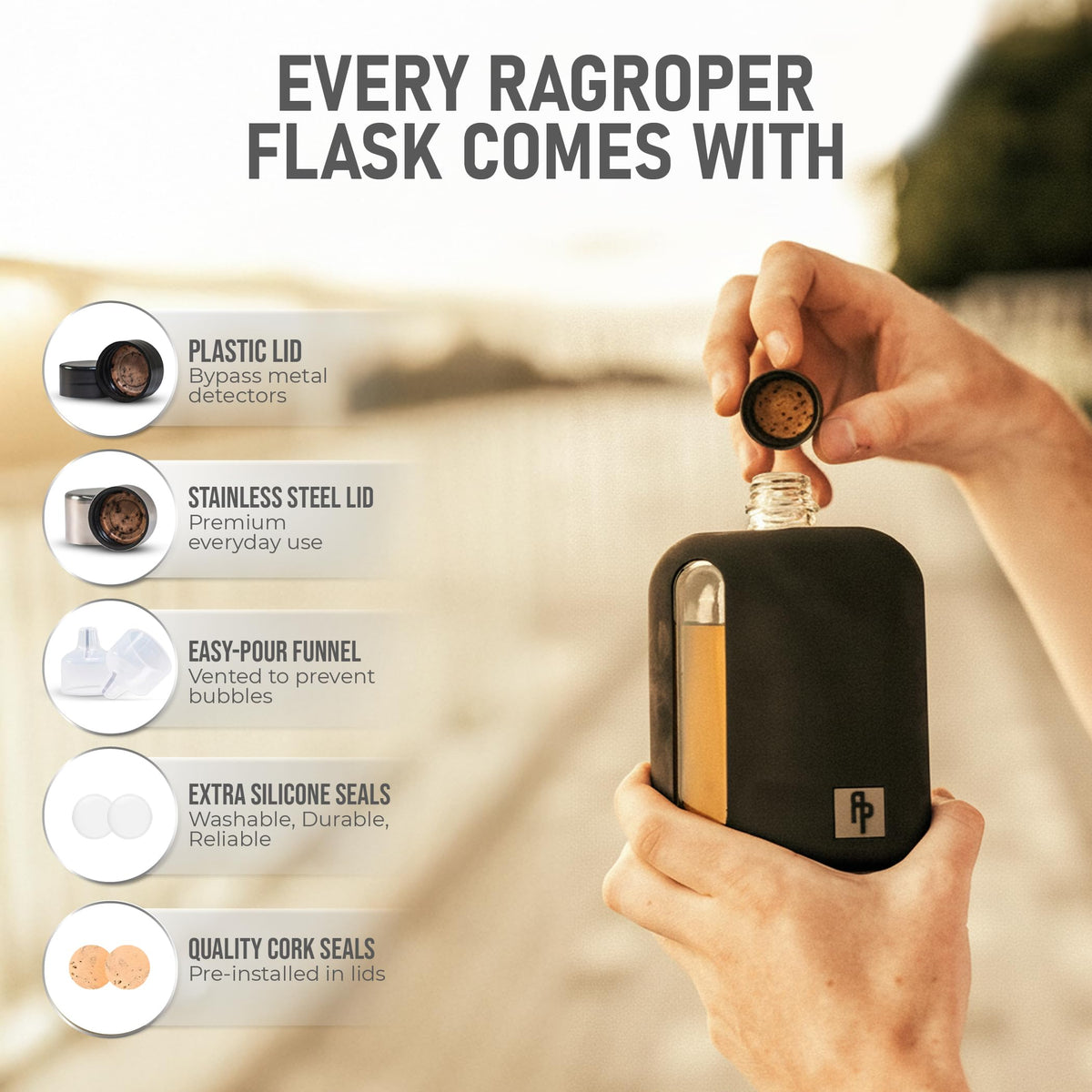 Ragproper cork lid liner for authentic sealing and style.