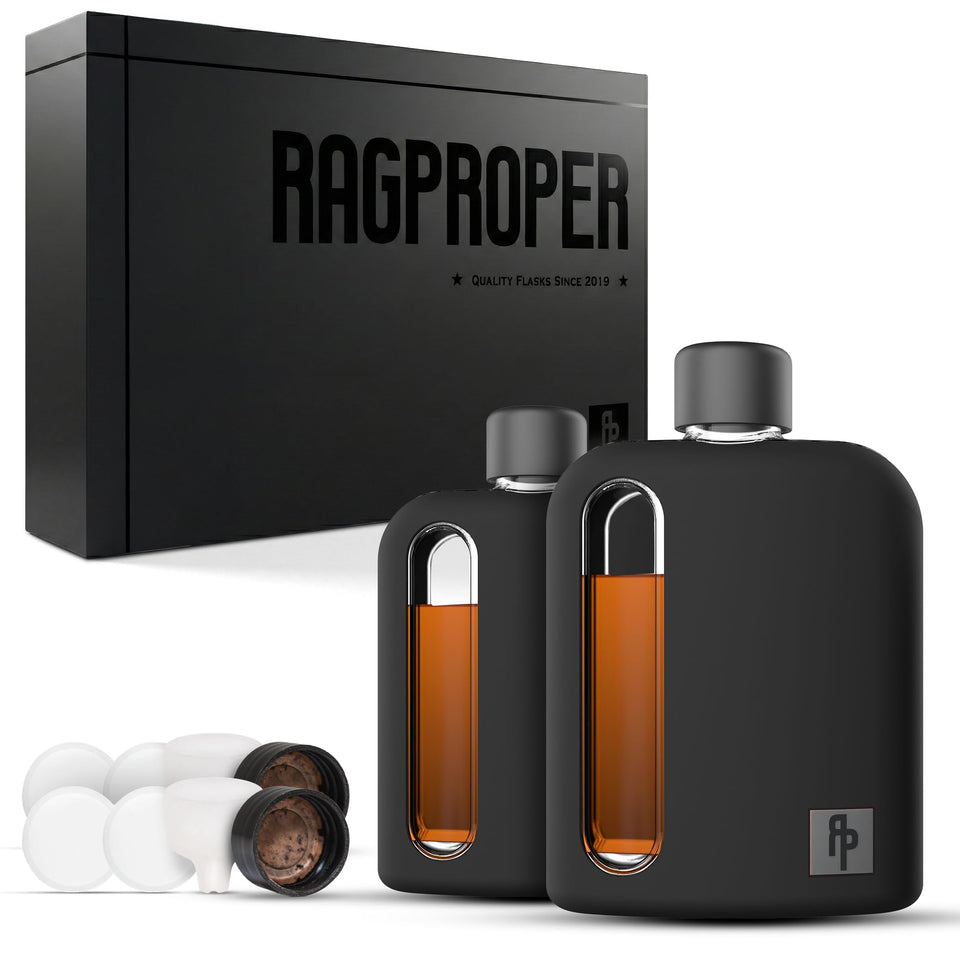 Ragproper glass hip flask 100ml compact design for discreet carry.