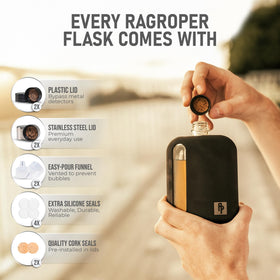 Ragproper gun metal lid with cork liner keeps contents secure.