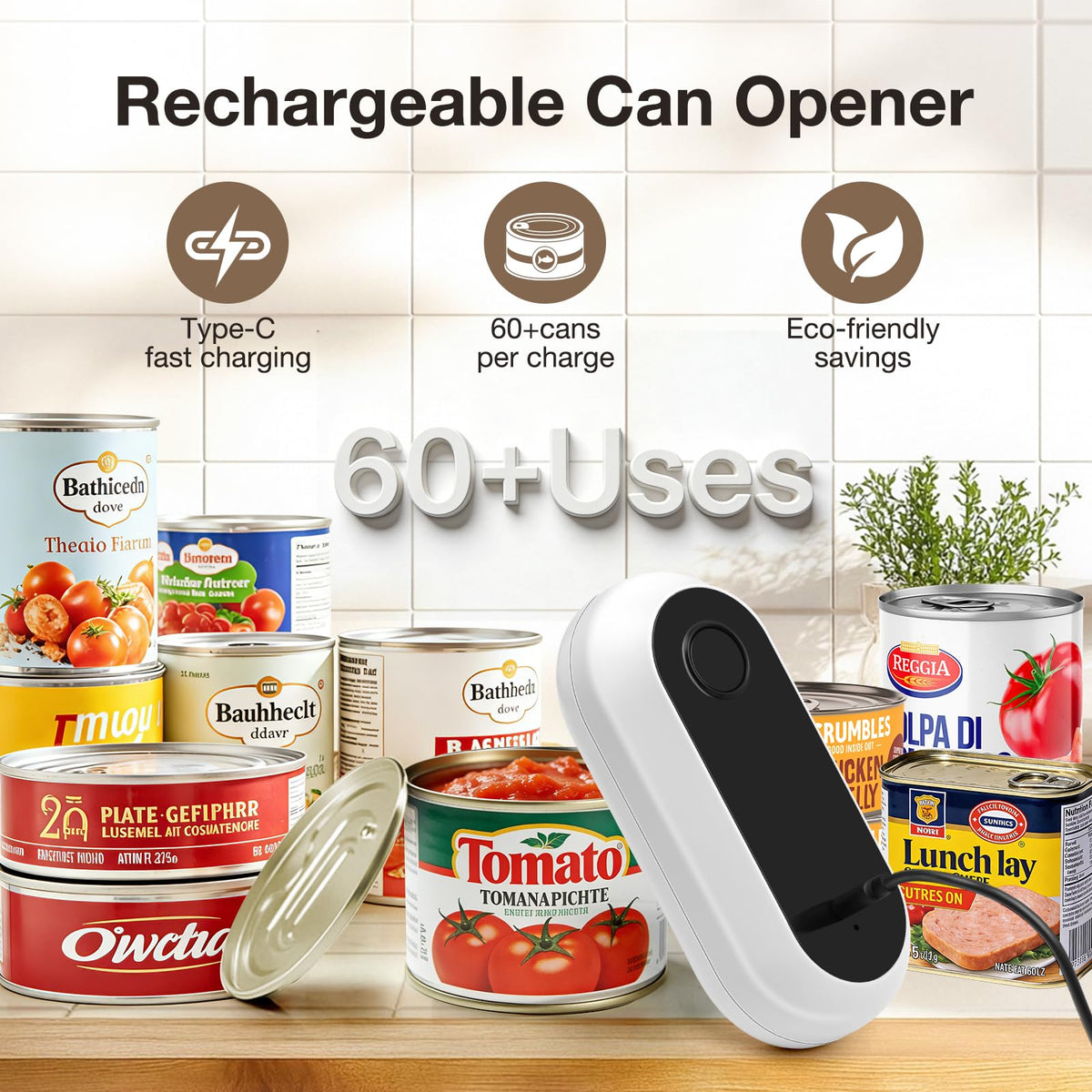 Rainaley electric can opener with one-touch control for simple operation