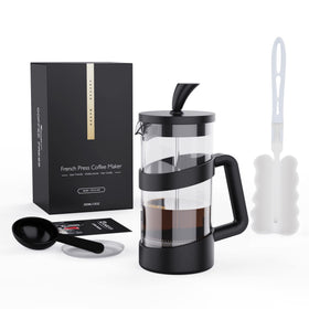 RAINBEAN Mini French Press 12oz brew, ideal for a quick coffee on the go.