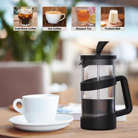 RAINBEAN ergonomic handle offers comfortable grip during brewing.