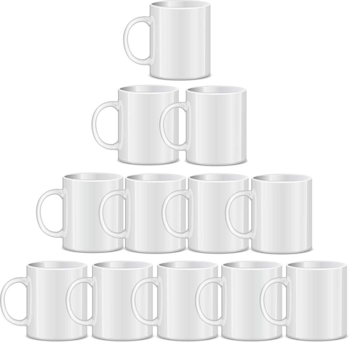 RAINBOWTIE 11oz sublimation mug hero shot showing print-ready white ceramic surface
