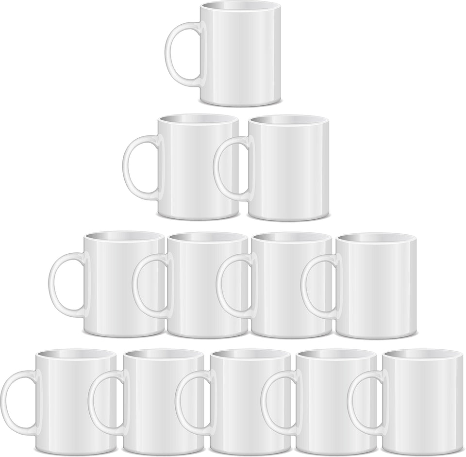 RAINBOWTIE 11oz sublimation mug hero shot showing print-ready white ceramic surface