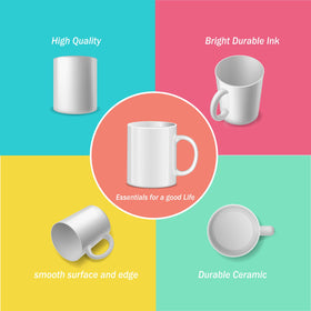RAINBOWTIE 11oz sublimation mug surface close-up with smooth glaze for sharp prints