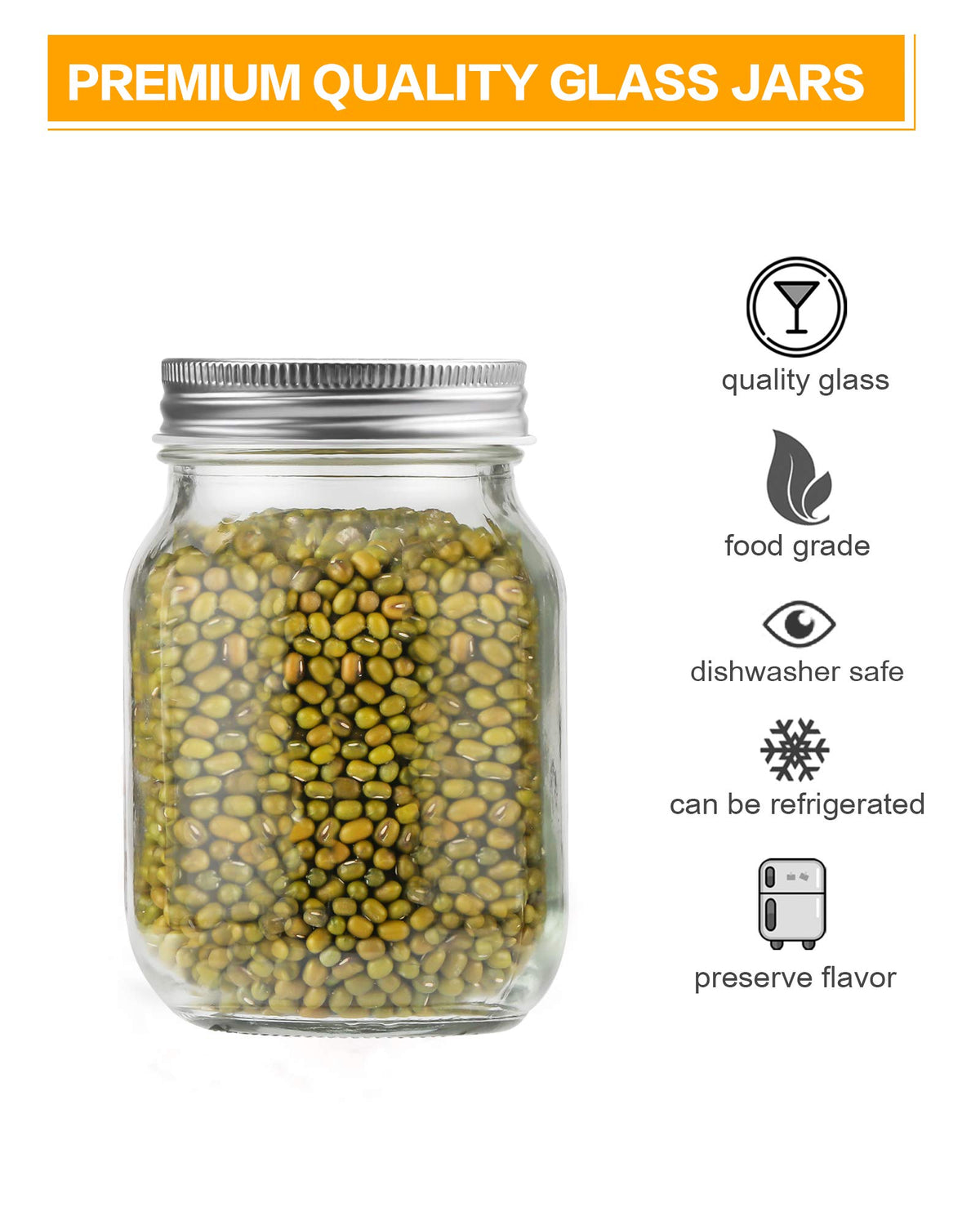 Rainforce 15-pack mason jars with included labels help organize your pantry.