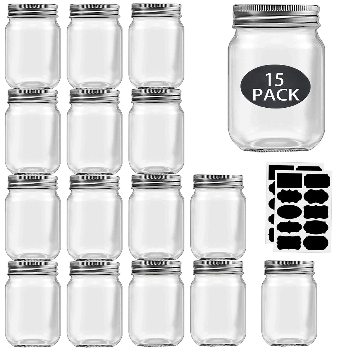 Rainforce 16 oz mason jar with regular mouth in clear glass for transparent contents.