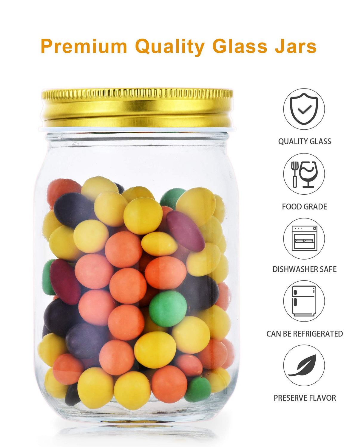 Crystal-clear Rainforce canning jar with airtight seal for freshness.