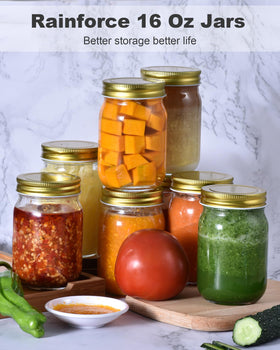 Rainforce clear glass mason jar highlights contents for fast meal prep.