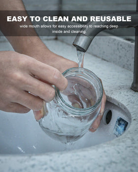 Rainforce dishwasher-safe mason jars for easy cleaning after use.