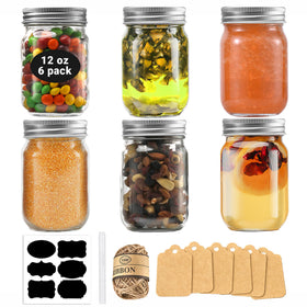 Rainforce 12 oz mason jar with regular mouth for easy content viewing.