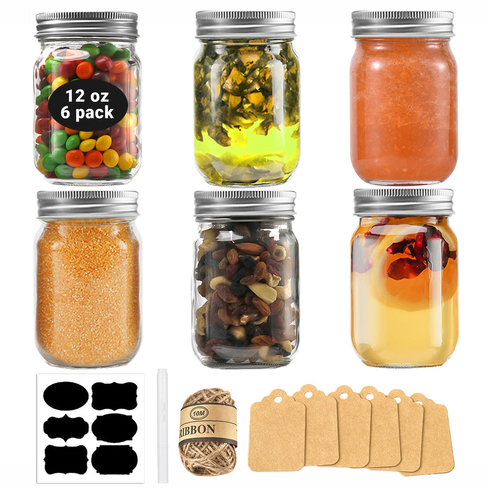 Rainforce 12 oz mason jar with regular mouth for easy content viewing.