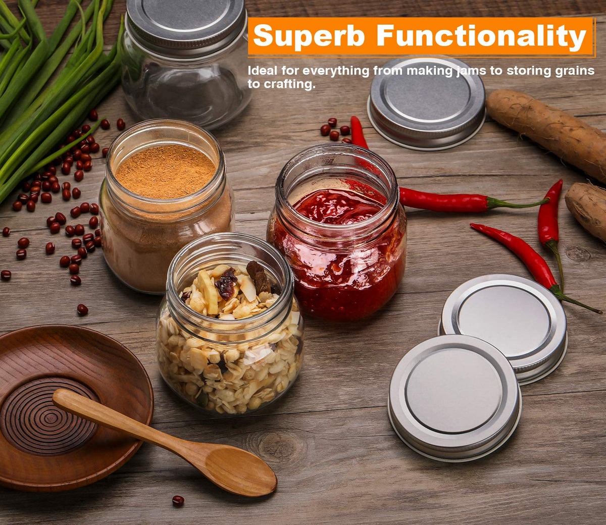 Rainforce 8oz jar filled with honey demonstrates practical everyday storage.
