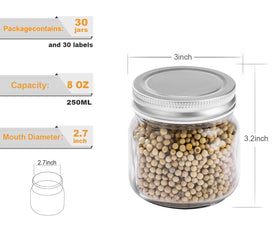 Rainforce 8oz jar with labels nearby to organize jams and spices.