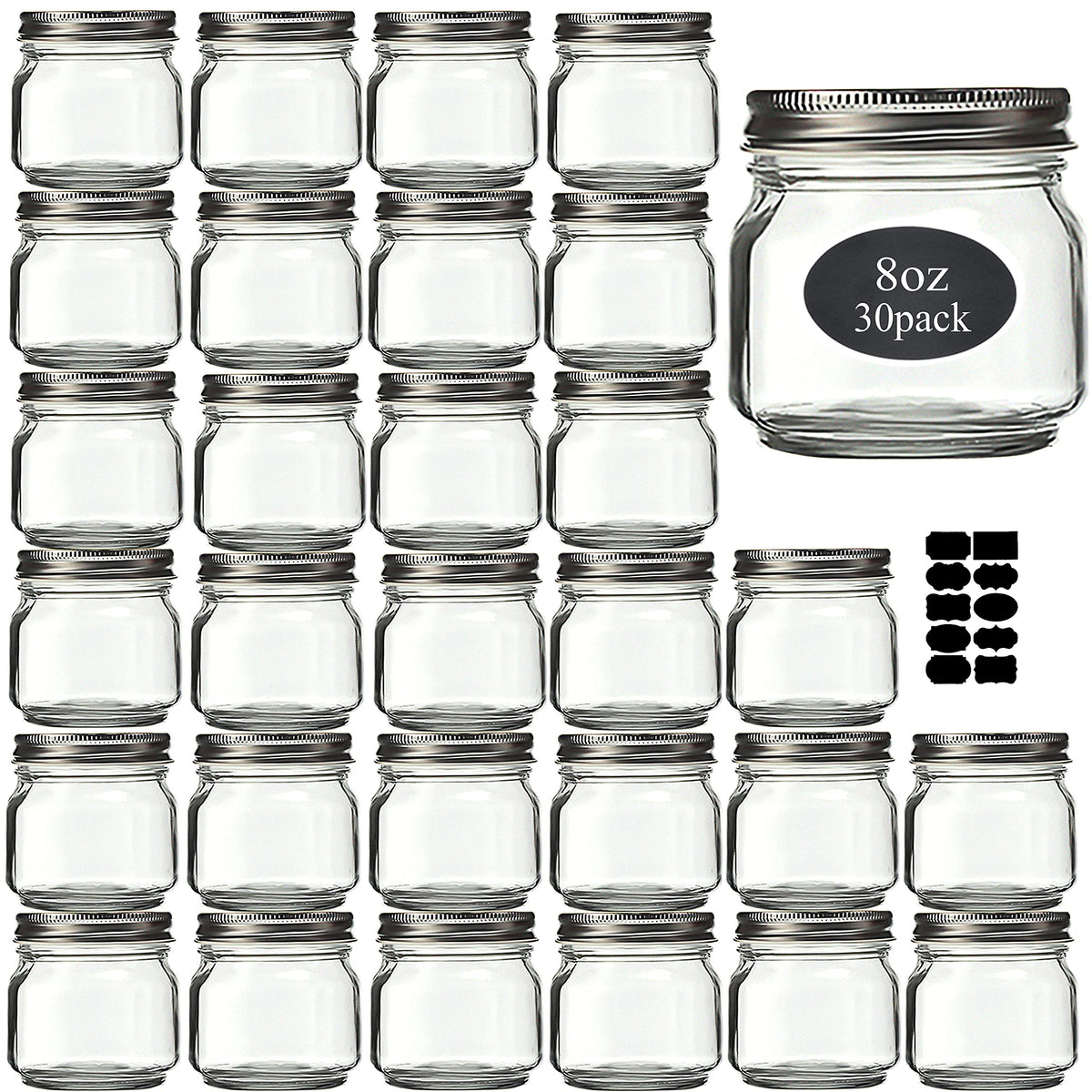 Rainforce 8 oz mason jar pack with clear view of contents for easy labeling.