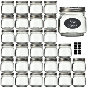 Rainforce 8 oz mason jar pack with clear view of contents for easy labeling.