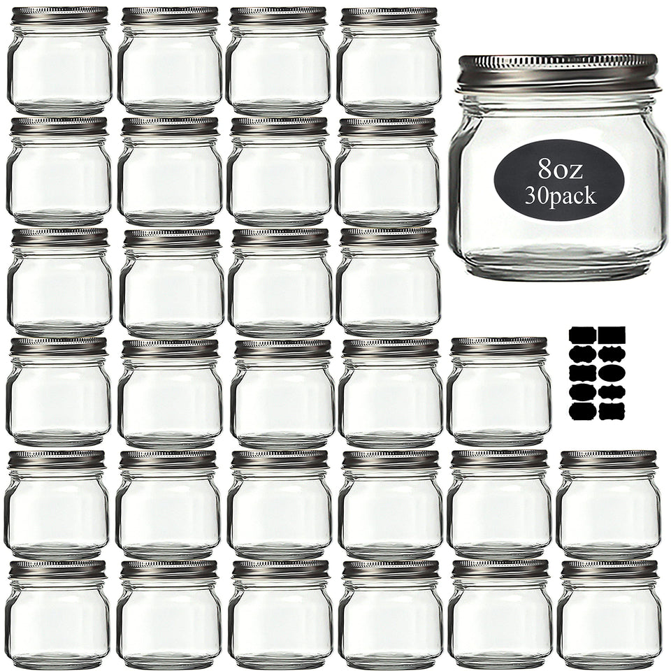 Rainforce 8 oz mason jar pack with clear view of contents for easy labeling.