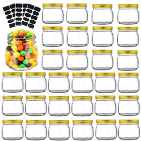 Rainforce Mason Jars 8 oz with gold lids ready for pantry storage.