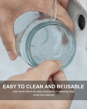 Rainforce regular-mouth jar with 2.5-inch opening for easy filling.