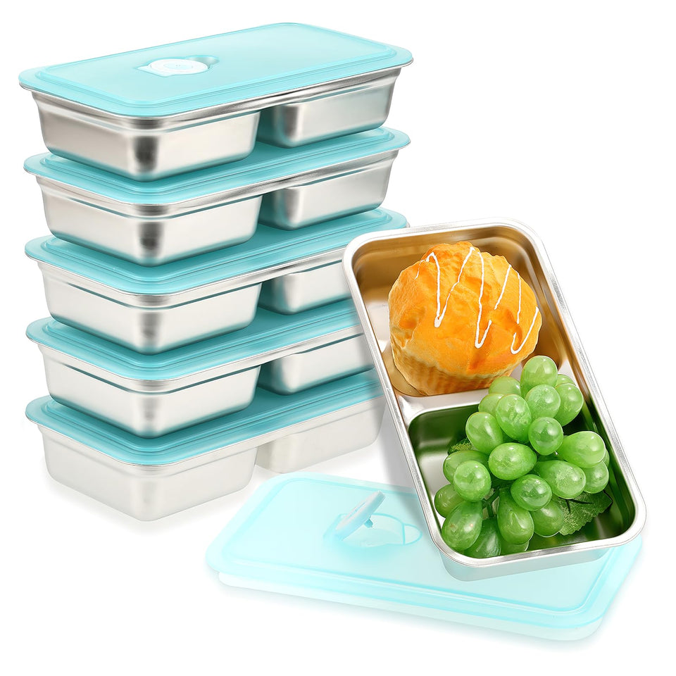 Rainmae bento box with two compartments for balanced portions and easy meal prep on the go