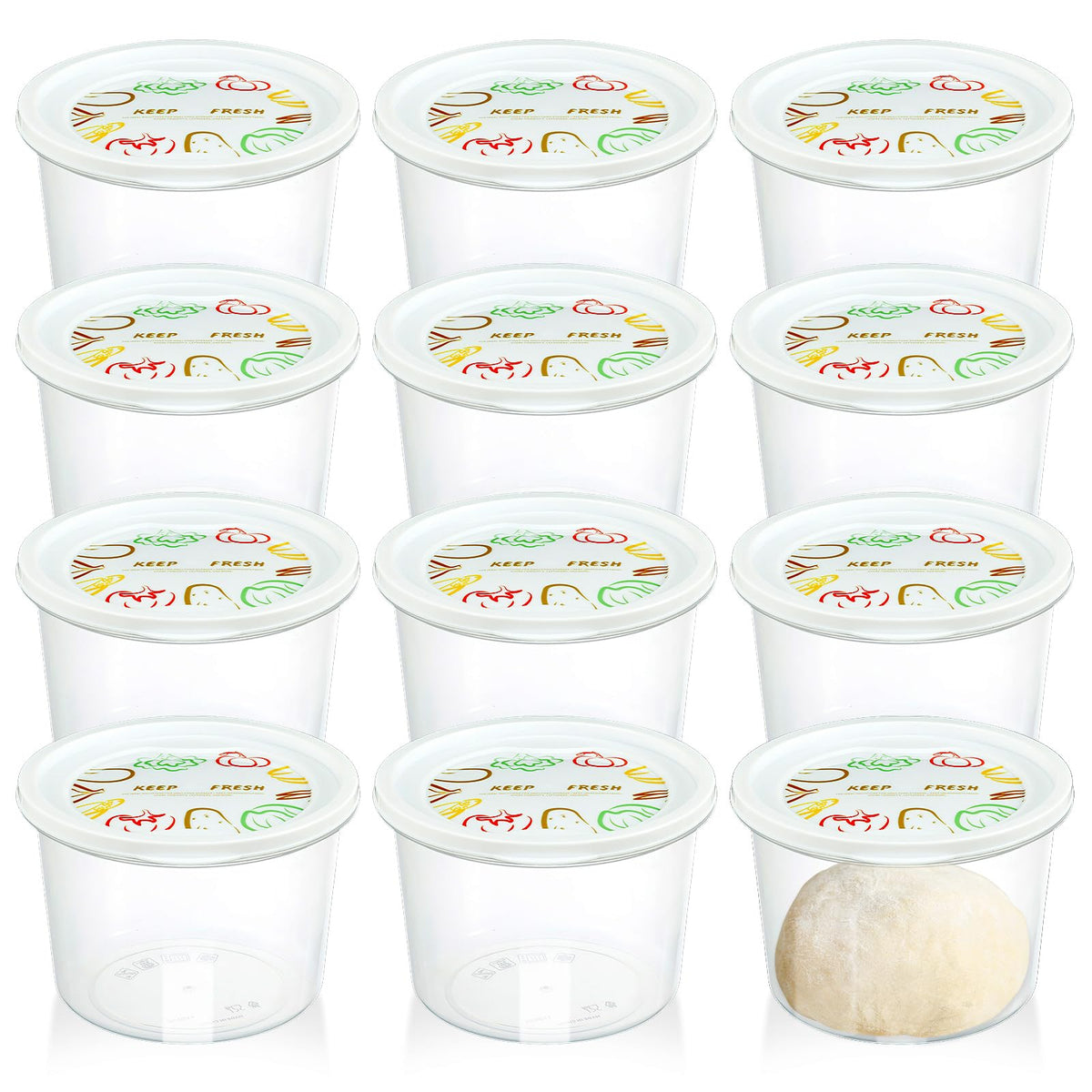 Rainmae pizza dough proofing box set with 12 clear containers for separate fermentation.
