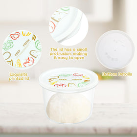 Rainmae pizza dough storage container with airtight lid maintains freshness.