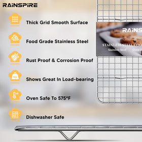 Rainspire cooling rack with four feet improves air circulation for faster cooling.