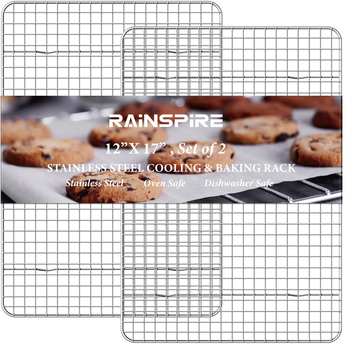 Rainspire heavy-duty stainless steel cooling rack for durable support and rust resistance.