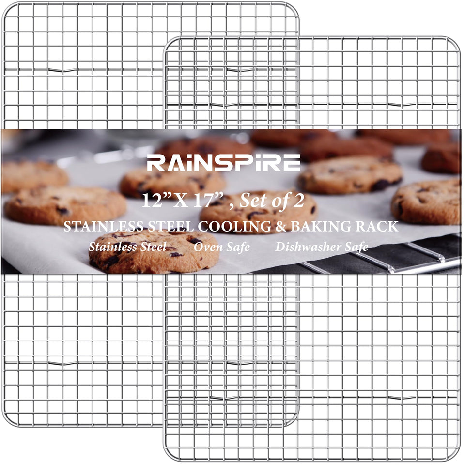 Rainspire heavy-duty stainless steel cooling rack for durable support and rust resistance.