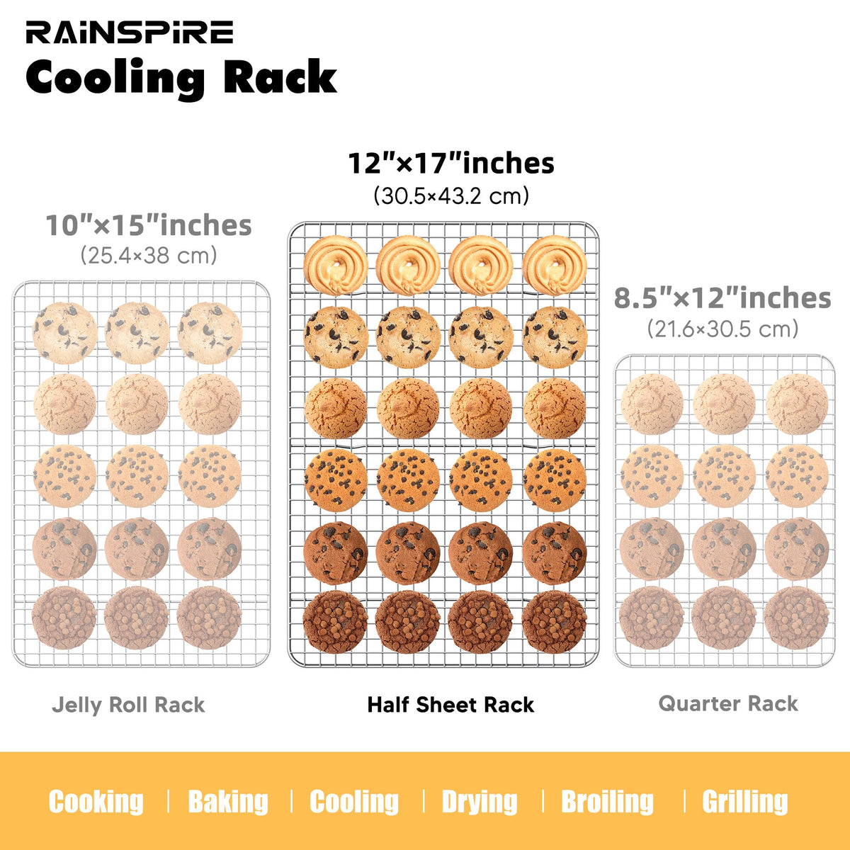 Rainspire oven-safe cooling rack designed for versatile baking and cooling.