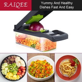 RAIQEE Kitchen chopper with colander basket for easy rinsing