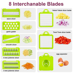 RAIQEE Mandoline Slicer showing adjustable thickness for precise cuts