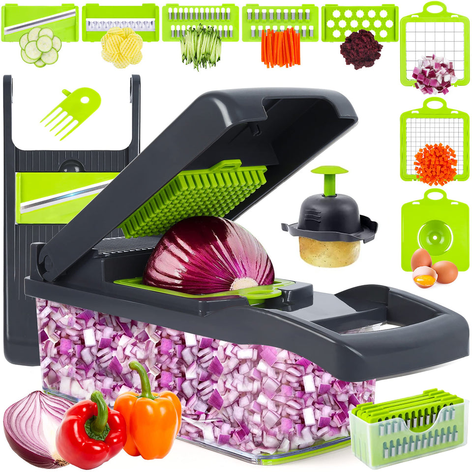RAIQEE Vegetable Chopper with 7 blades for versatile prep