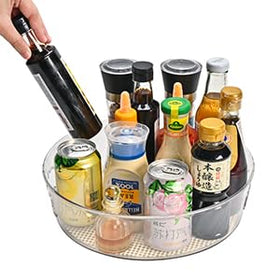 Rakkime round pantry and fridge organizer to maximize space