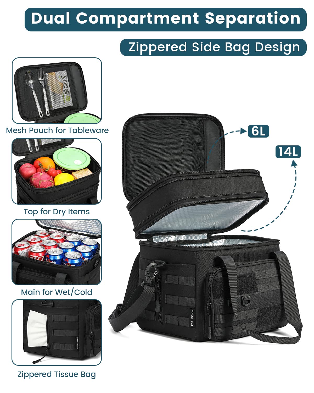 RalChyez leakproof construction with sturdy zipper prevents spills