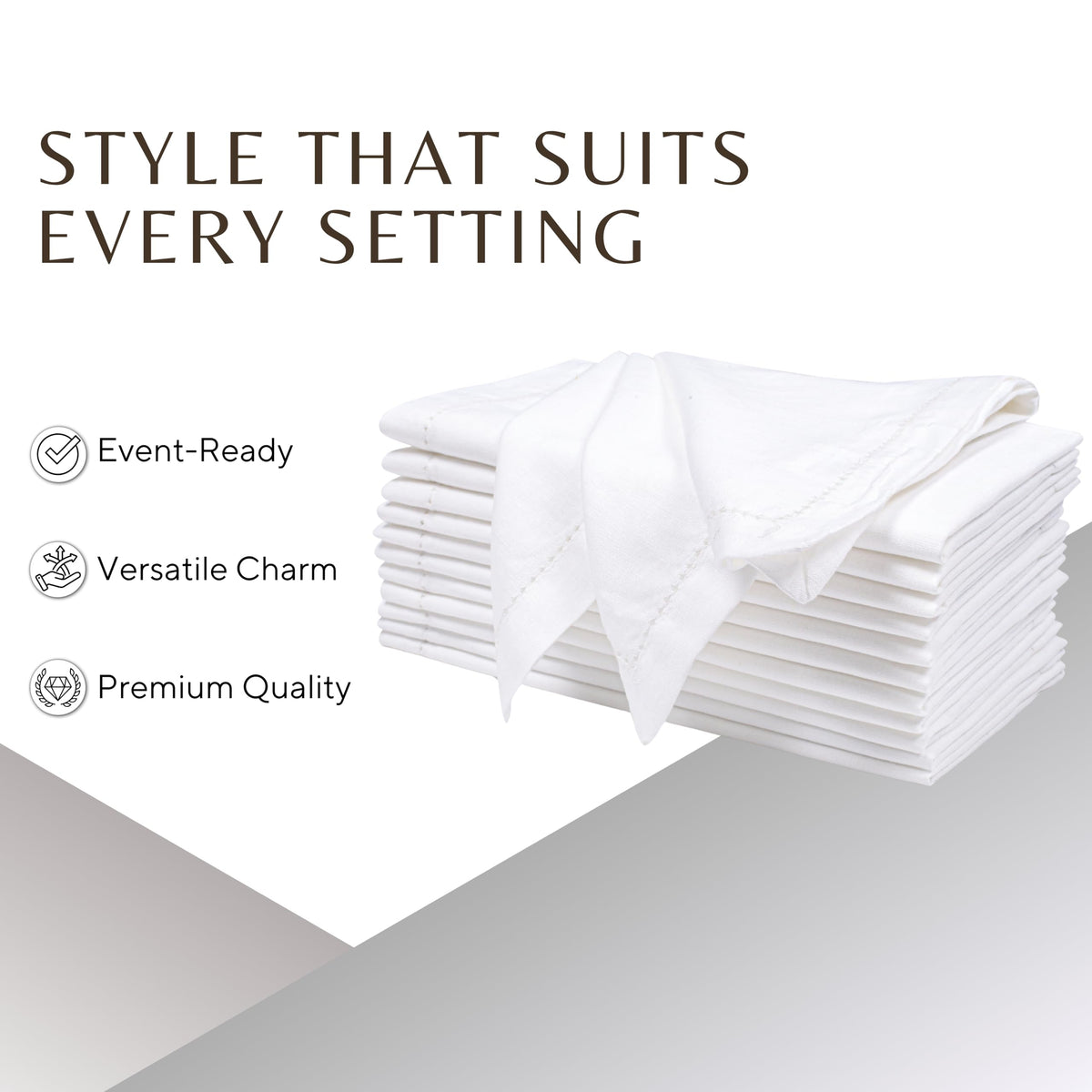 Ramanta Home napkins with mitred corners showcase a timeless finish.