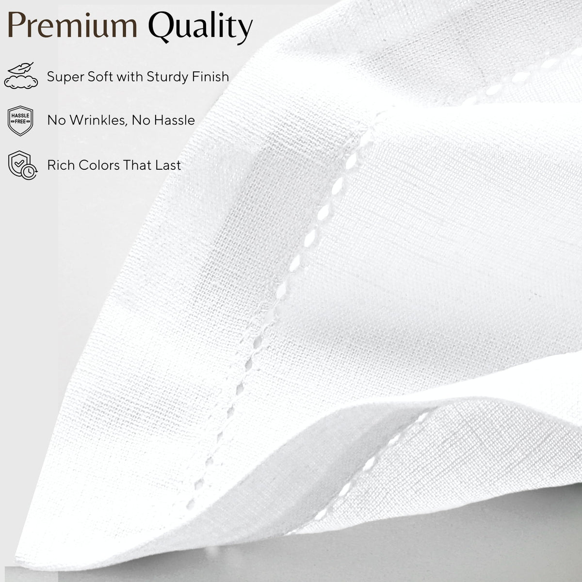 Ramanta Home napkins ideal for weddings and elegant dinners with crisp white appeal.