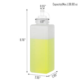 RAMFIYN 2 Pack condiment dispenser with salsa bottles for thick sauces and chunks.