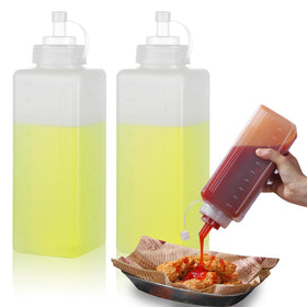 RAMFIYN 2 Pack wide-mouth bottles for easy sauce dispensing at home.