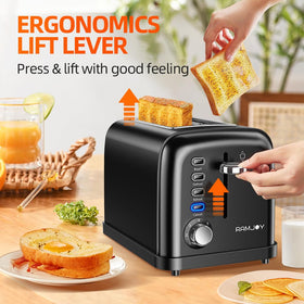 RAMJOY non-slip base stabilizes the toaster during use.