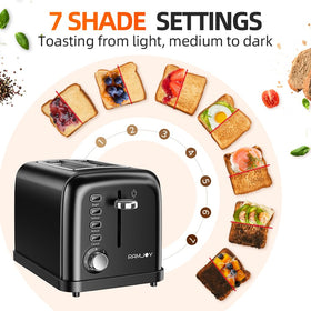 RAMJOY seven shade settings for precise browning on every slice.