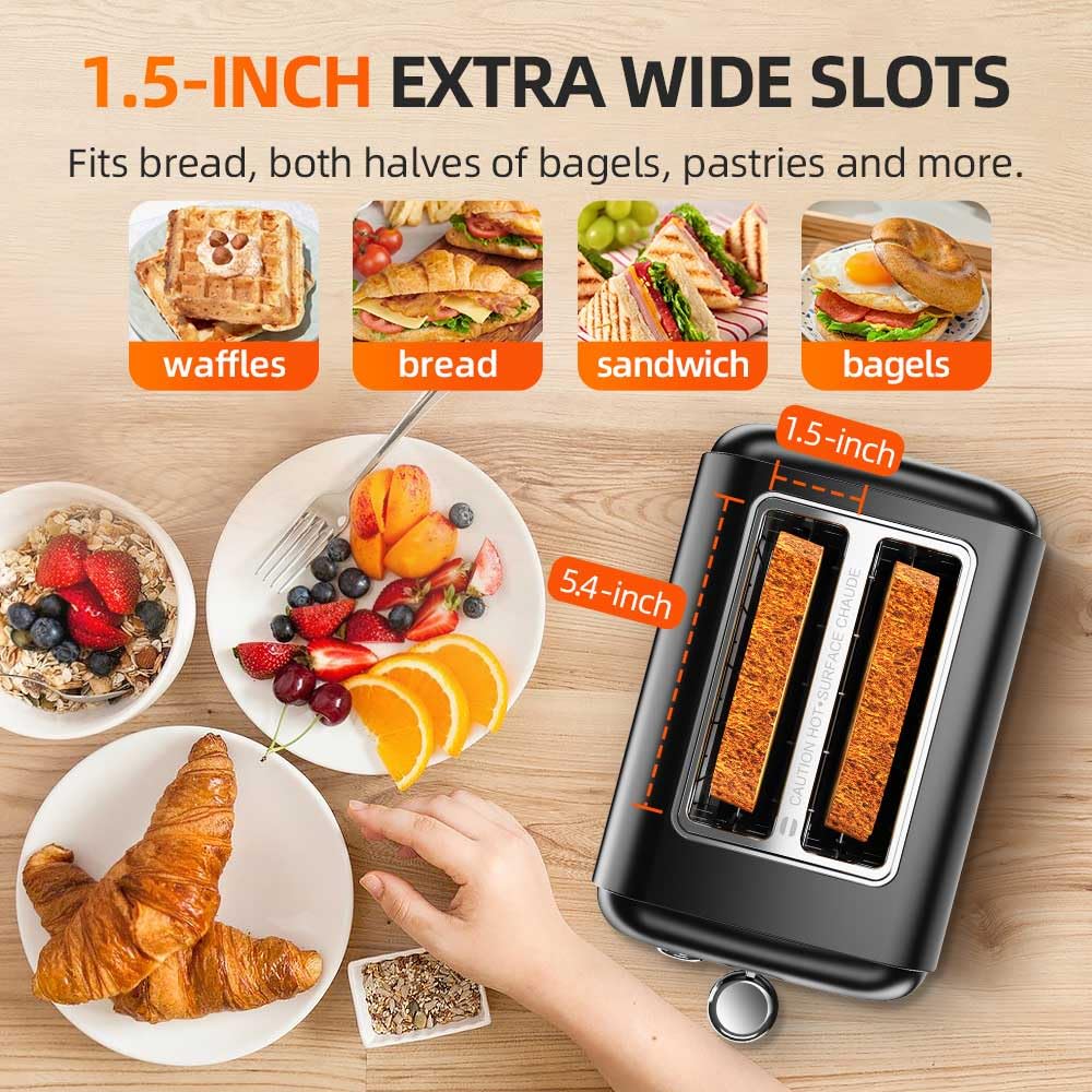 RAMJOY Toaster 900W power shot conveys fast toasting with a crisp edge