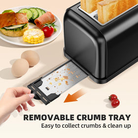 RAMJOY Toaster ergonomic lift lever photo communicates comfortable operation for repeated use