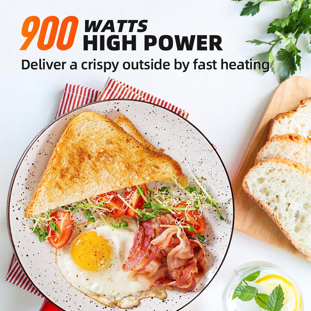 RAMJOY Toaster removable crumb tray image showcases easy cleanup after busy morning meals