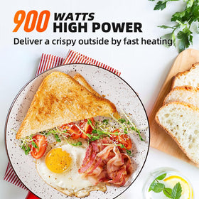 RAMJOY Toaster removable crumb tray image showcases easy cleanup after busy morning meals