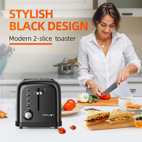 RAMJOY Toaster wide slots bagels view emphasizes extra-wide openings for bagels and thicker breads