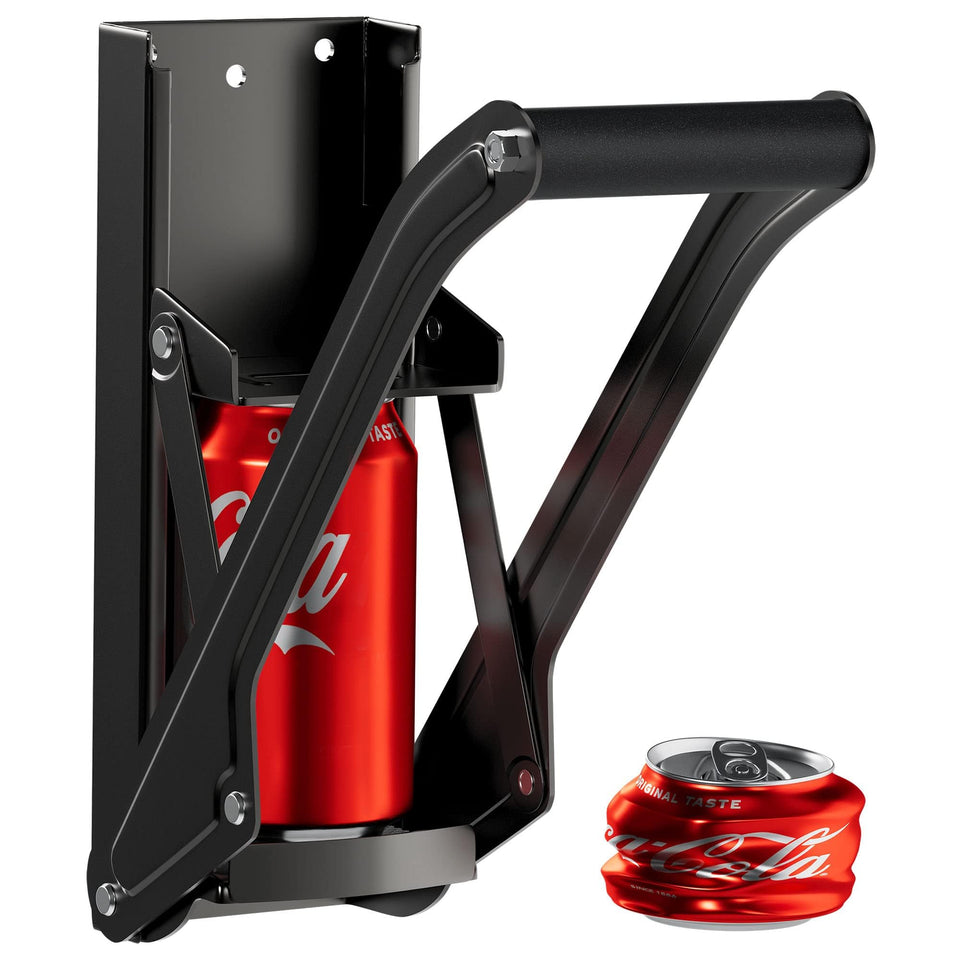 RamPro 16 oz can crusher on wall mount saves space and simplifies recycling.