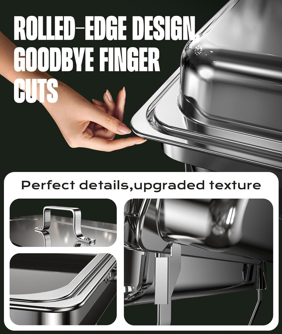RAMVIC chafing dishes safe-rounded-edges reduce risk during serving.